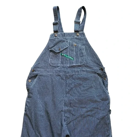 Key Imperial Overalls Men 44x34 Hickory Stripe Denim Bib Work Carpenter Railroad - Picture 2 of 8